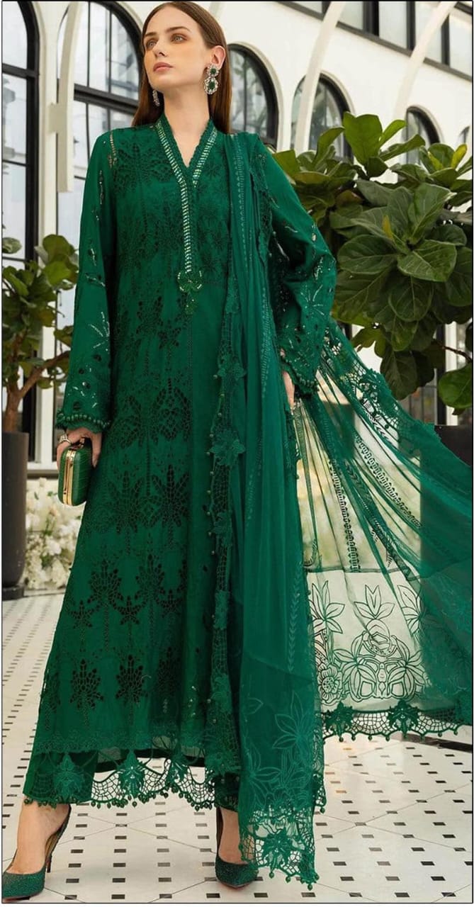 Dhanak embroidered luxury unstitched 3pc suit